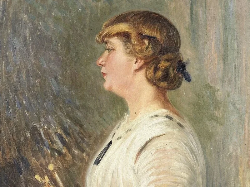 1870-Valentine Val - Ritratto di signora che dipinge